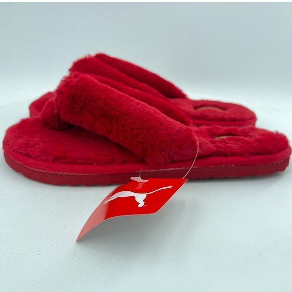 Puma Fluff Flip Slide 'Persian Red Team Gold Women’s Flat Sandals Size 6 - Picture 7 of 12